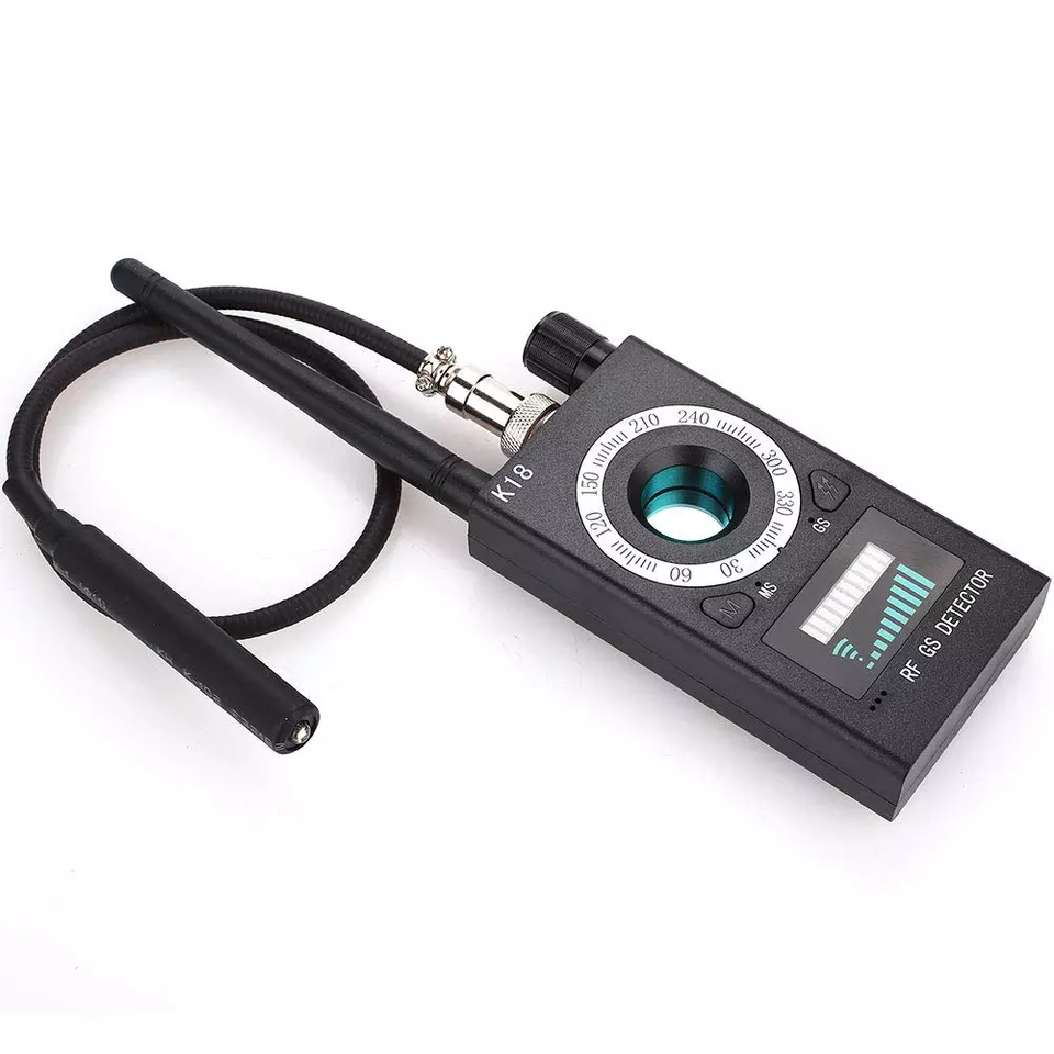K18 portable RF detector side view showing compact handheld design for school security